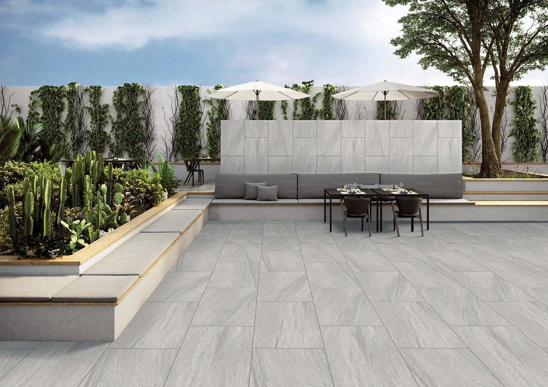 Porcelain paving installation render